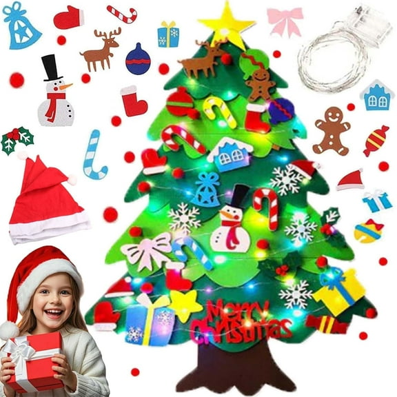 RayVoy Felt Christmas Tree for Toddlers, Christmas Tree Felt with Lights, Ideal DIY Felt Christmas Tree Set