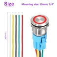 thumbnail image 4 of 2Pcs 19mm Push Button Switch, IP65 1NO1NC 12-24V 5A Momentary Latching Push Button Starter Light on Off Switch Self-reset with Red Light Round, Stainless Steel Flat Head Silver, 4 of 7