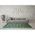 thumbnail image 3 of Ahgly Company Machine Washable Indoor Rectangle Oriental Turquoise Blue Traditional Area Rugs, 2' x 5', 3 of 4
