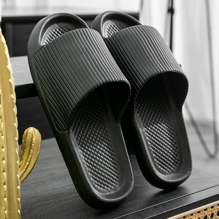 

Bnwani Cloud Slippers for Women and Men Pillow Slippers Thicken Sole Cloud Sandals Super Comfy Soft Foam Slides Non Slip Shower Bathroom Slides Flip Flops for Indoor and Outdoor Black 8.5