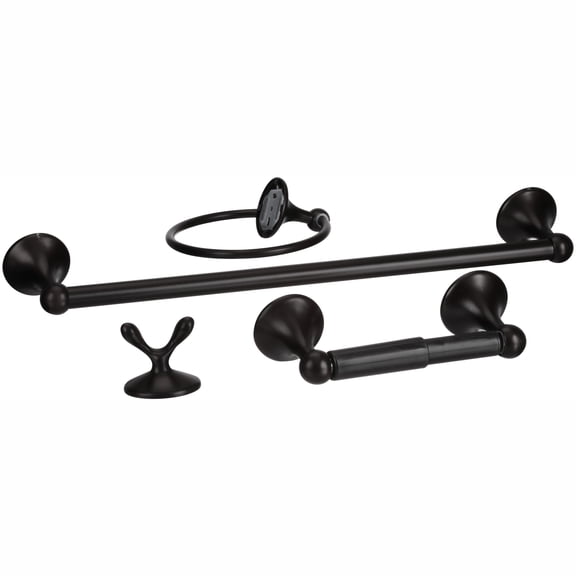 Home Zone 4-Piece Steel Bath Hardware Set,  Bronze Finish