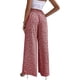 thumbnail image 4 of Pantalones acampanados sueltos para mujer, pantalones elásticos de cintura alta con estampado floral, pantalones informales de pierna ancha acampanada para viajes diarios y citas, Rojo M, 4 of 6