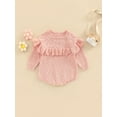 thumbnail image 2 of Bagilaanoe Newborn Baby Girl Knit Rompers Hollow Out Long Sleeve Bodysuit Sweater 3M 6M 9M 12M 18M 24M Infant Ribbed One Piece Jumpsuit, 2 of 9