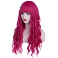 thumbnail image 2 of YTRFGH-27 Inches Hot Pink Wig with Bangs Long Curly Wavy Wigs Synthetic Party Daily Wig for Women Girls (Hot Pink, Women Girls), 2 of 2