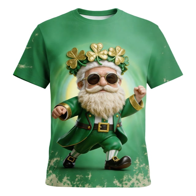 Tops para hombre, blusas y camisas de cuello redondo y manga corta para hombre. Top estampado de manga corta de San Patricio para hombre. Top/camisa de cuello redondo y manga corta para hombre. Tops p
