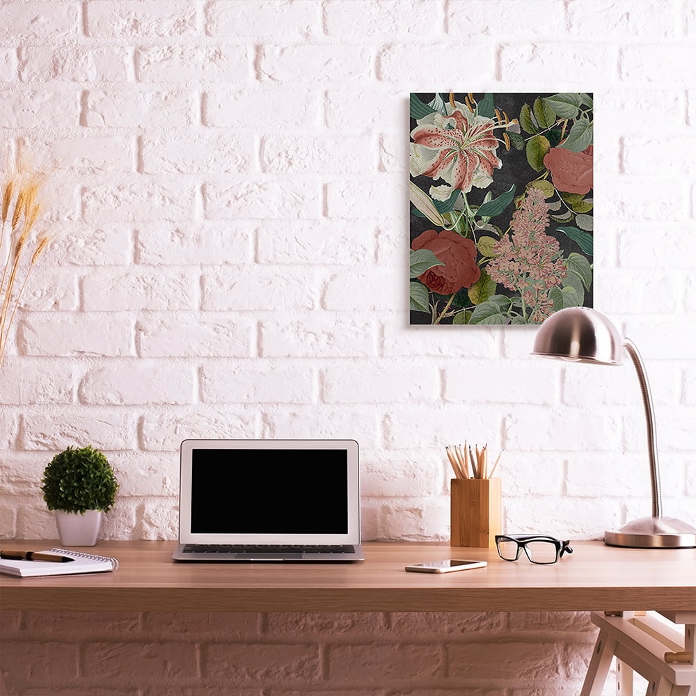 Stupell Industries Tropical Bohemian Floral Illustration Green Red Canvas Wall Art by Daphne Polselli