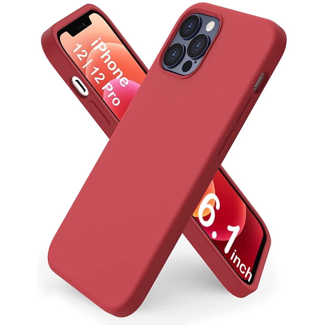 iPhone 12 6.1 Silicone Case, iPhone 12 Pro Case Ultra Thin Full Protection Liquid Silicone Case Cover for iPhone 12 Pro / iPhone 12 (2020) 6.1 Inch Red