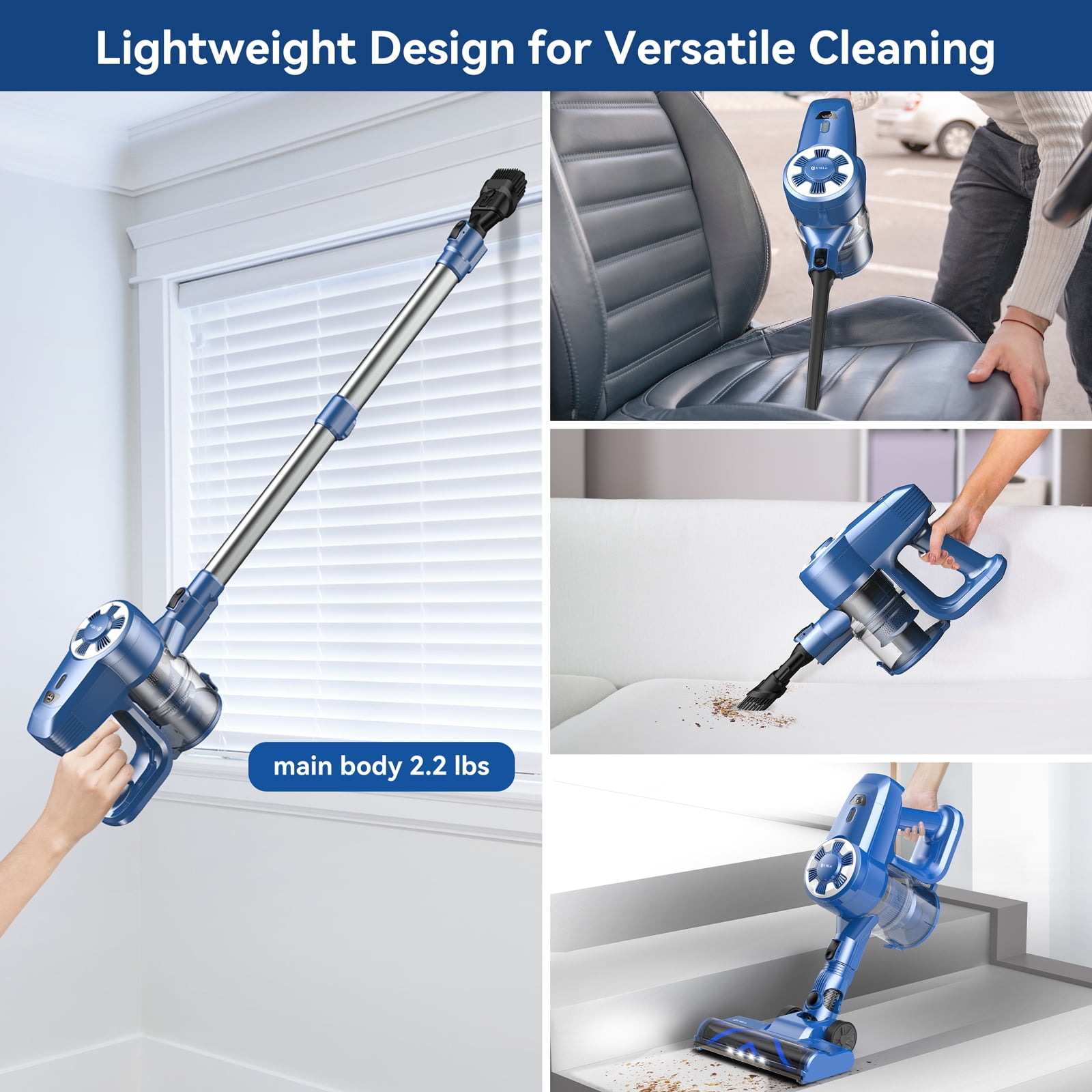 UMLo Cordless Vacuum Cleaner, 6-in-1 Stick Vacuum with 2200 mAh Battery for Home Carpet Hardwood Floor Pet Hair, N3S