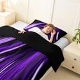 thumbnail image 4 of Manfei Neon Light Stripes Twin Comforter Sets, Abstract Wavy Line Bedding Set, Purple Black, Black Reversible 2-Piece, 1 Comforter and 1 Pillowcase, 4 of 6