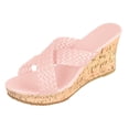 thumbnail image 7 of Platform Sandals for Women Braided Strap Open Toe Cork Wedges Heels Summer Nonslip Slip on Slides Shoes Pink Size 6.5, 7 of 7