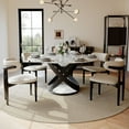 thumbnail image 3 of POVISON 59"Modern Round White Glossy Dining Table For 6, Sintered Stone Tabletop with Black X Carbon Steel Base, 3 of 12