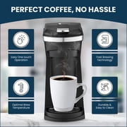 CULINARY CHEF 2-in-1 Single Serve K Cup Coffee Maker with Reusable Stainless Steel Mesh Grounds Pod, Optimal Brew Temperature for Hot, French, Italian, or DIY Iced Blends, Black