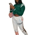 thumbnail image 3 of FOCUSNORM Women Juniors Casual Coat, Letters Embroidery Pattern Button-down Bomber Jacket, 3 of 8