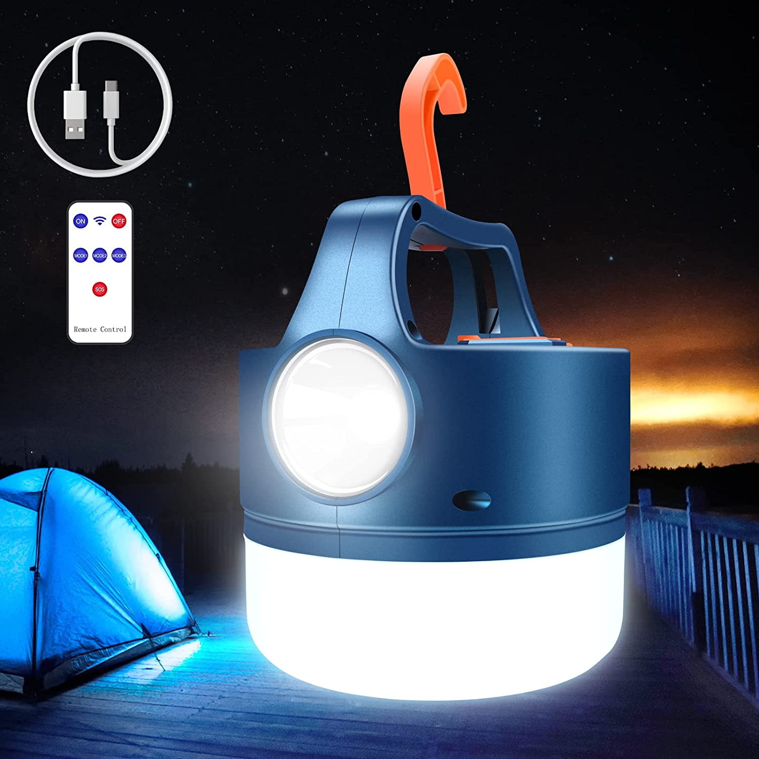 Lanterne Camping Rechargeable, 4000mAh Lampe Camping LED Avec 5 Modes, 60 LED La