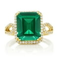 thumbnail image 2 of Gem Stone King 18K Yellow Gold Plated Silver Green Nano Emerald Ring for Women (5.48 Cttw, Emerald Cut Cut 12X10MM, Gemstone May Birthstone, Available in Size 5, 6, 7, 8, 9), 2 of 4
