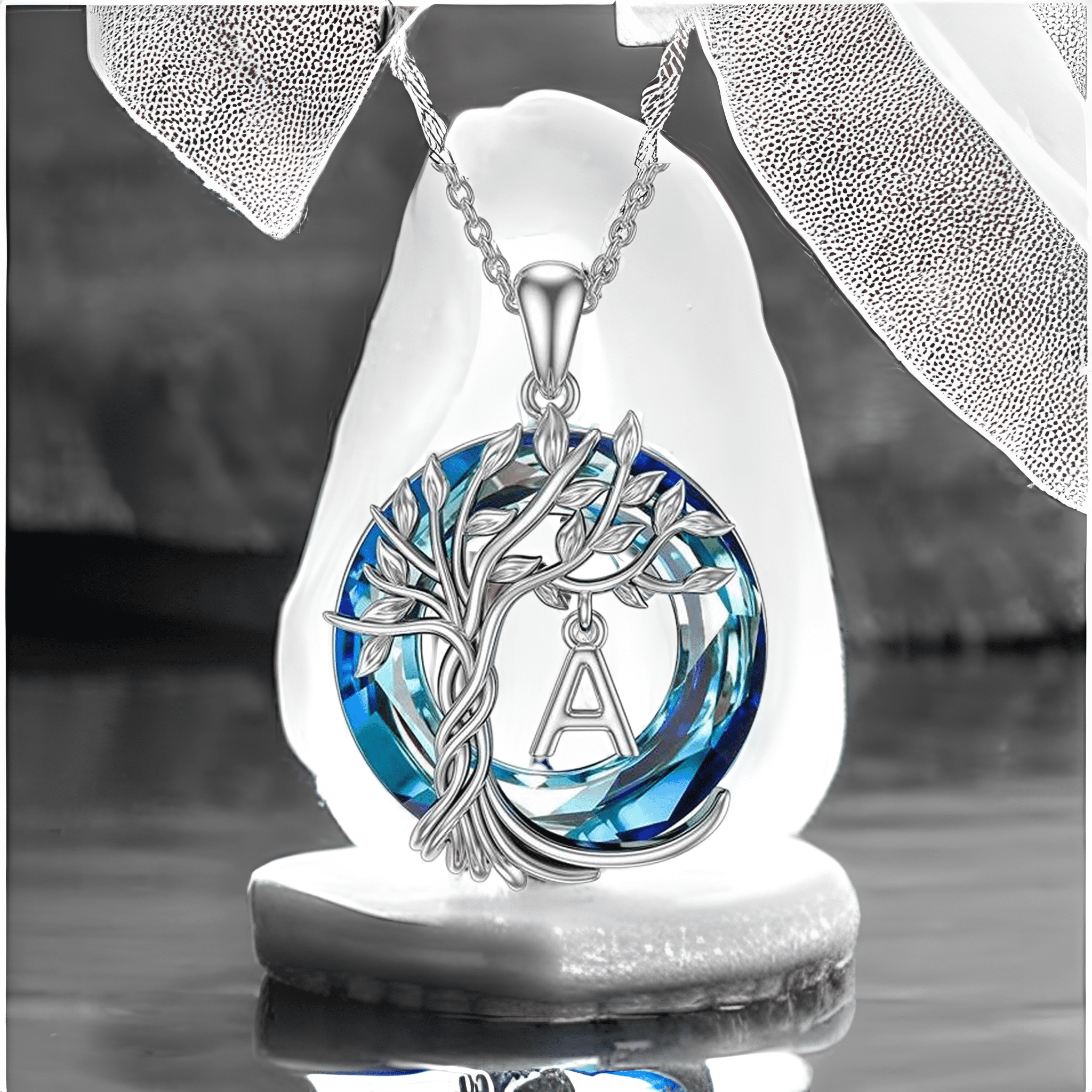 Tree of Life Necklace for Women ，Heart Pendant with Initial Letter , A-Z Alphabet Jewelry for Women, Birthday Anniversary Gift