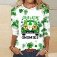 thumbnail image 2 of lcziwo Chandails de la Saint-Patrick pour Femmes Haut à Imprimé Vert Trèfle Irlandais Graphique Manches 3/4 Hauts 2024 Printemps Blouses à Col Rond Tunique Porte-Bonheur T-Shirt Grande Taille,P-5TG TG, 2 of 3
