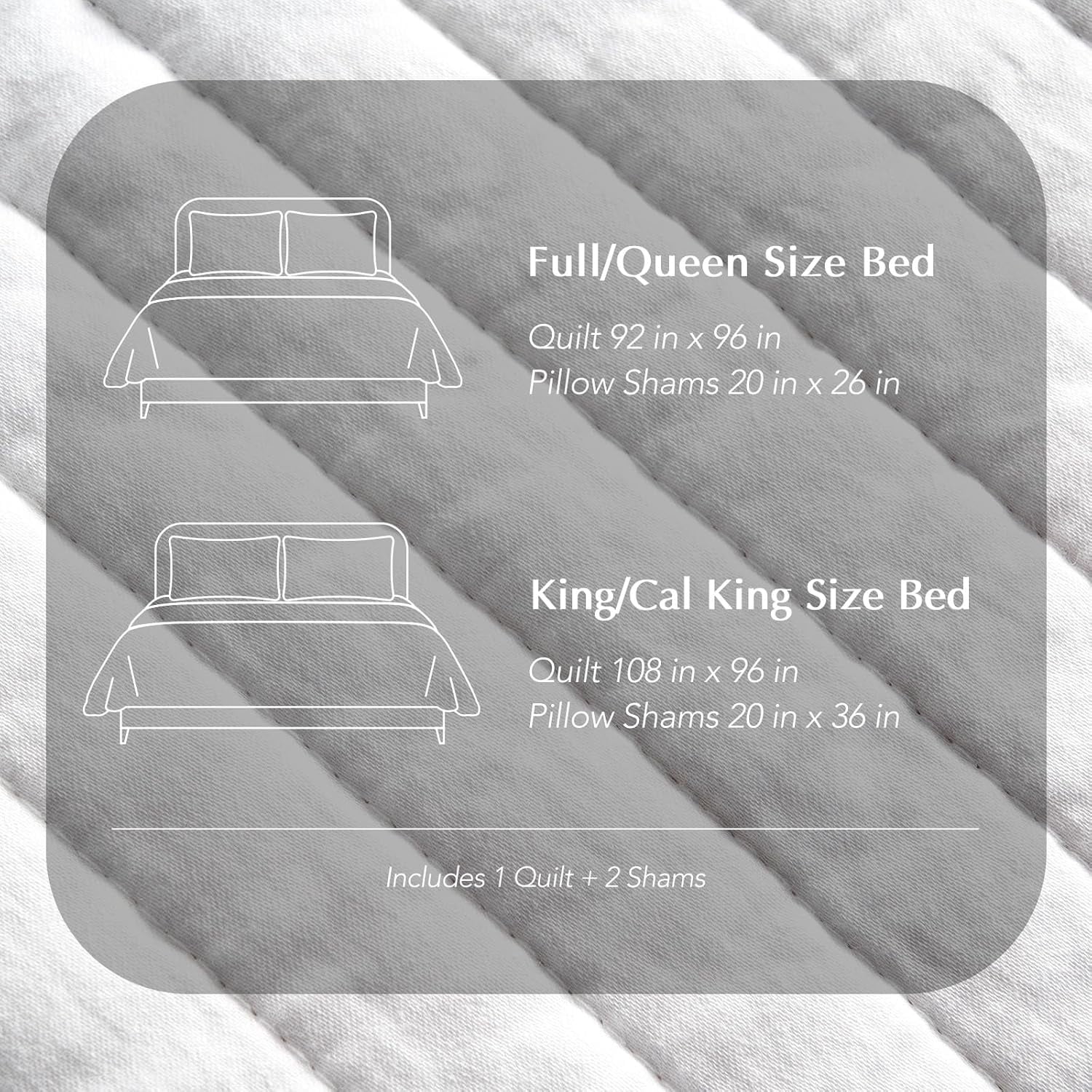 EVERGRACE Cotton Sateen Quilt Set Queen Size, Pre-Washed Cotton Channel Stitch Coverlet Bedspread, 3 Pieces Lightweight Soft Bedding Sets for All Season, with 2 Pillow Shams, Bright White