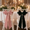 thumbnail image 4 of Velvet Chair Back Bows, Stretchable Pre-Tied Chair Sashes, Elegant Decorative Ribbon Ties for Christmas, Wedding, Banquet, Birthday Party & Dining Room Decor, Pink, 4 of 5