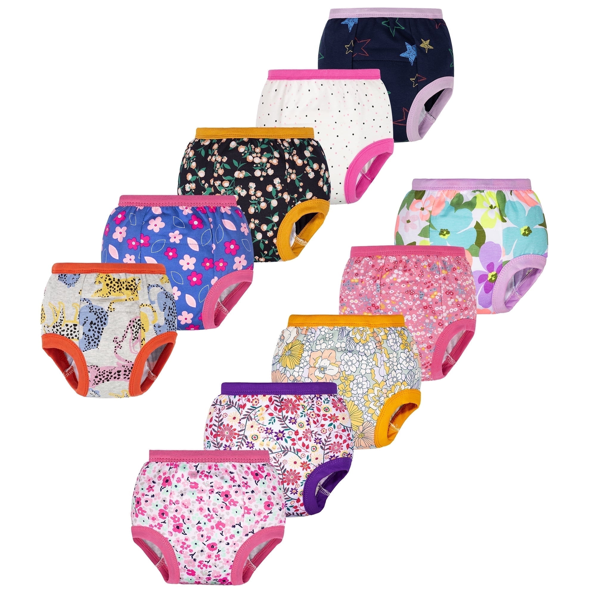 BIG ELEPHANT 10-pack Baby Potty Training Underwear, Soft 100% Cotton Absorbent Training Pants for Boys & Girls, Ages 12M-10Y