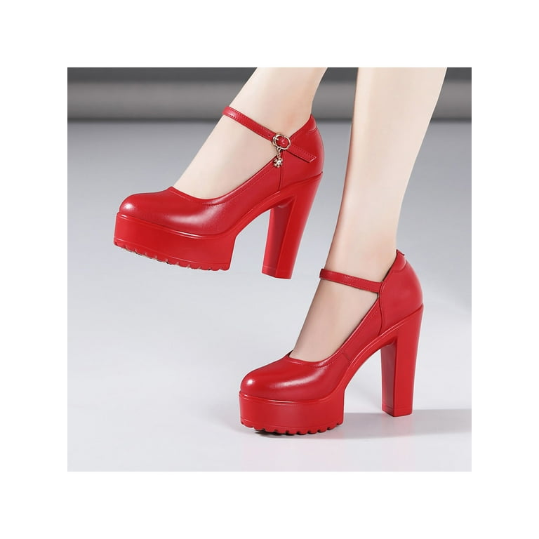 Red Mary Janes With Triple Strap From Soft Patent Leather 