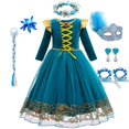 thumbnail image 1 of Brave Girl Merida-vestido de dibujos animados para niños, traje de juego de rol para niños, vestido de princesa de manga larga, disfraz de fiesta de Carnaval y Halloween Fivean unisex, 1 of 2
