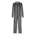 thumbnail image 4 of AOOCHASLIY Women Suits Women‘s Fall and Winter Casual Stripe Long Sleeve Lapel Button Top Pocket Pants Two-Piece Set, 4 of 5