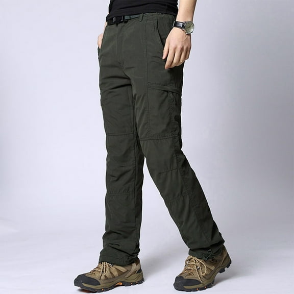 Men's Pants Ofreoo Men's Fashion Casual Solid Color Cargo Zipper Pockets Elastic Waist Full Length Pants Gift for Adults