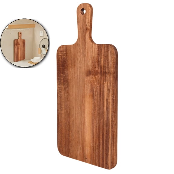 Wood Serving Board with Handle, Wooden Cutting Chopping Board for Meat, Vegetables, Bread, Charcuterie, Cheese Board - Food Serving Tray for Kitchen Appetizers