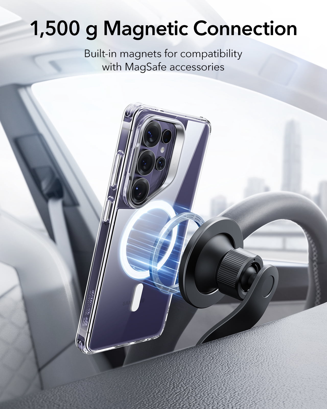 ESR Magnetic Case with Stash Stand Compatible with Samsung Galaxy S26 Ultra, Military-Grade Protection & MagSafe Compatible, Scratch-Resistant, Clear