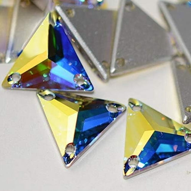 ZOUSSIQI Rhinestone Triangle Flat Back Crystal Glass NO Hotfix Sew On Rhinestones Crystal for Decoration Dress Clothing Jewelry Accessories - (Color: AB/Size: 16mm-36pcs) CA919-42147