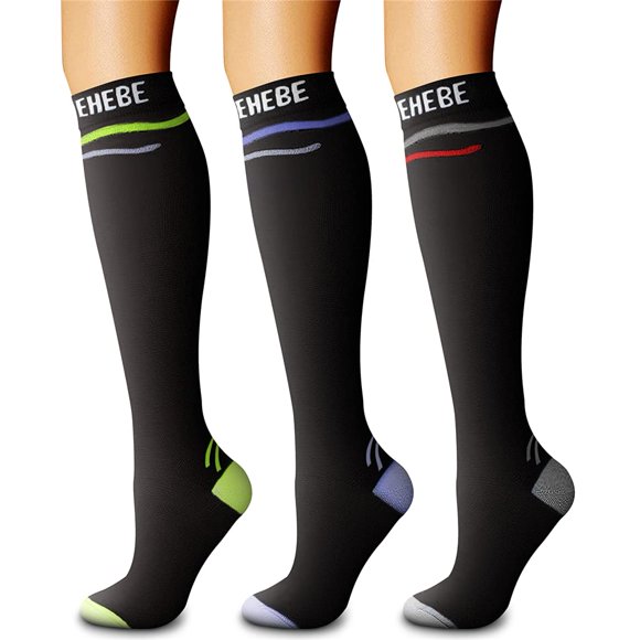 Calcetines de compresión CHARMKING Circulation de 15 a 20 mm Hg (3 pares)