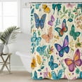 thumbnail image 2 of Extra Long Shower Curtain 72x96 Inch, Colorful Butterfly Shower Curtain Waterproof Bathroom Decor Retro Farmhouse Country Plants Fabric Bath Curtain Set Accessories with Hooks, 2 of 6