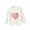 thumbnail image 6 of GYRATEDREAM Girls Striped Sweaters Gradient Long Sleeve Cable Knit Sweater Cute Print Top Chunky Pullover Jumper Fall Winter for 1-2Y White, 6 of 7