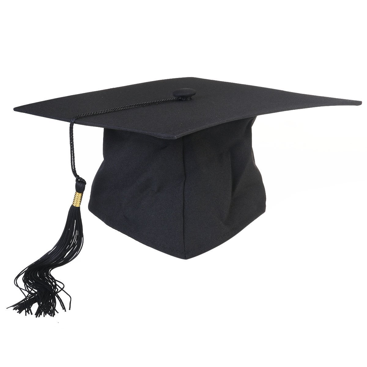 Graduation Mortarboard Master's Fitted Black Cap Hat Academic Gown Accessory 