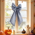 thumbnail image 6 of Large Halloween Decorative Wreath Bow Gingham Plaid Fabric Ribbon for Front Door Fall Party Decorations and Halloween Home Supplies, 6 of 6