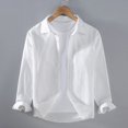 thumbnail image 2 of Camisas s Para Hombre Slim Fit Camisa de manga larga de color sólido informal con solapa para hombre (White, XXL), 2 of 3