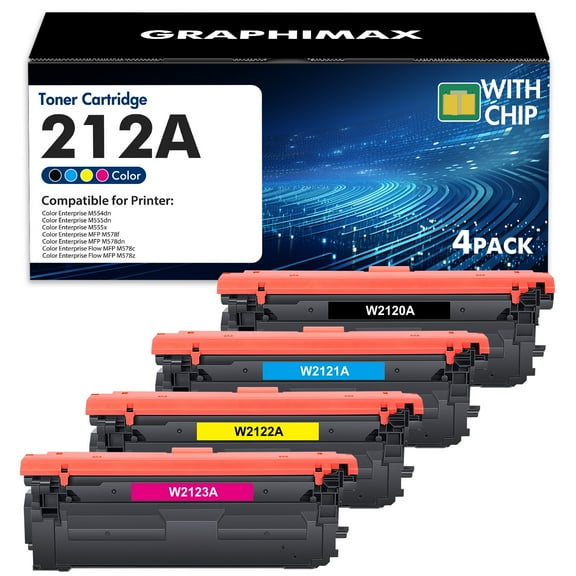212A Toner Cartridge Compatible for HP 212A 212X W2120X W2120A Color Laserjet Enterprise M554dn M555dn M555x MFP M578f M578dn Flow MFP M578c M578z Printer (Black Cyan Magenta Yellow,4-Pack)