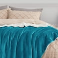 thumbnail image 6 of Cozy Comfort Sherpa Fleece Throw Blanket Teal - Thick and Warm Blankets, Soft Fuzzy Throw,50x60 inches, 6 of 7