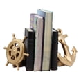 thumbnail image 1 of Nautical Coastal Home Decor Ship Anchor And Captain's Helm Wheel Bookends Set, 1 of 6