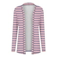 thumbnail image 4 of Fall Saving! HVOBTTY Women's Mid Length Open Front Sweater, Fall Coat for Women, Women's Casual Striped Print Long Sleeve Long Cardigan Pink, S, 4 of 4