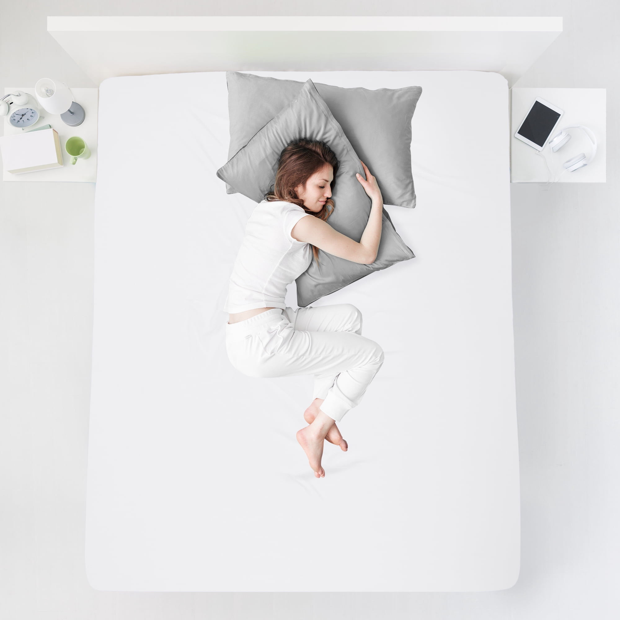 Unique Bargains Soft 190GSM Queen 16 Inch Deep Pocket Fitted Sheets White Twin