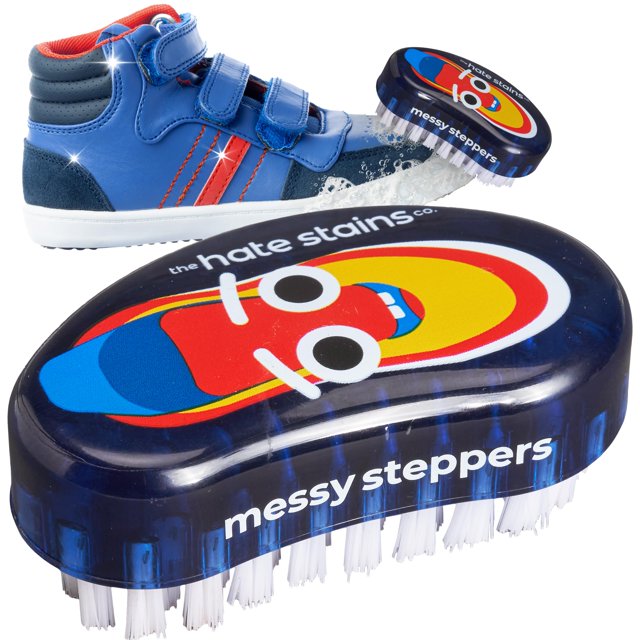 Cepillo limpiador de zapatos Miss Mouth's con mango cómodo azul