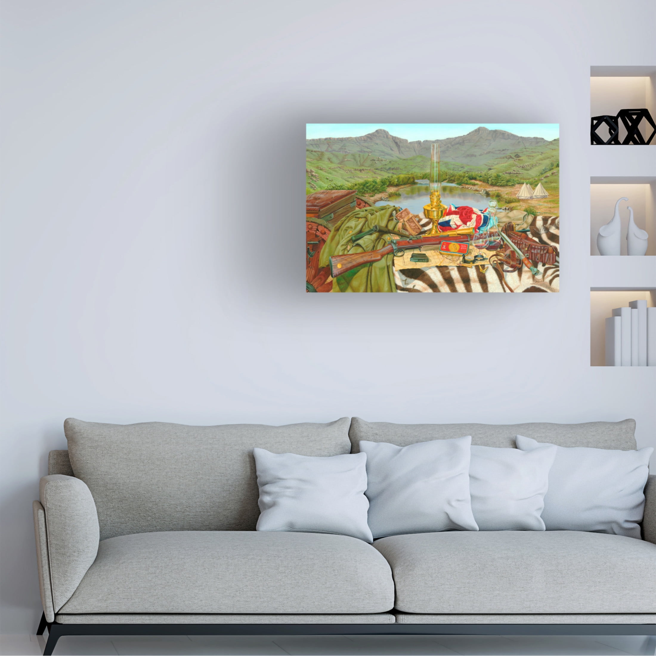 Canvas Wall Art - Delene Lambert 'Hunting Still Life 4' Wall Art for Living Room, Bedroom, or Office Décor by Trademark Fine Art - 47 x 30 Inches
