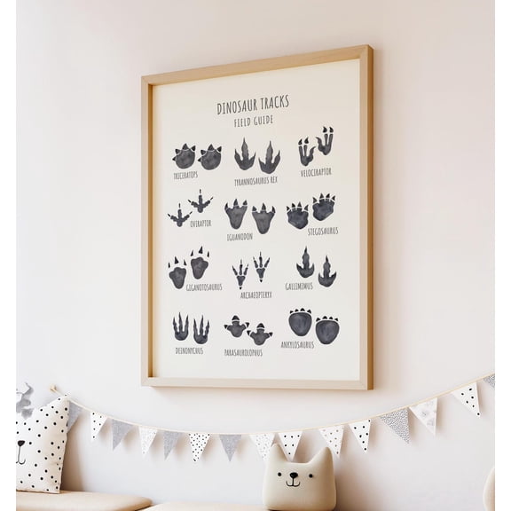 Dinosaur Tracks Wall Art, Dinosaur Footprints Print, Dino Boy'S Room Decor, Playroom, A Home Decor UNFRAMED Poster, Wall Art for Decor, Present, 8x12