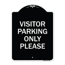 SignMission Designer Series Sign - Visitor Parking Sign Visitor Parking Only Please | Black & White 18" x 24" Heavy-Gauge Aluminum Architectural Sign | Made in the USA