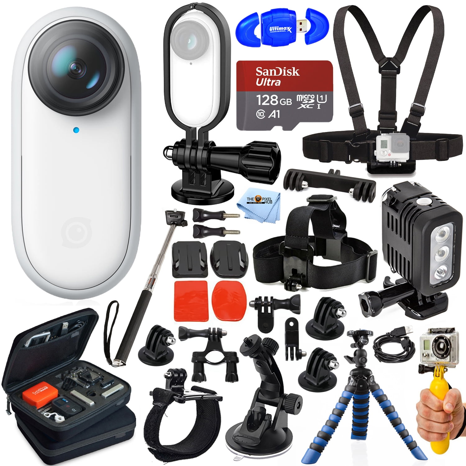 Insta360 GO 2 Miniature Action Camera CING2XX/A + 128GB + LED Light Bundle