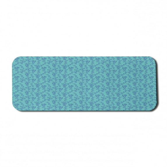 Botanical Computer Mouse Pad, Natural Illustration Reef Spreads in Aquatic Style Leaves Motif, Rectangle Non-Slip Rubber Mousepad Large, 31" x 12", Seafoam Aqua and Violet Blue, by Ambesonne