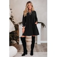 thumbnail image 6 of Women's Black V-Neck Shift Mini Dress with Bracelet Sleeves for Daily Wear [ZhiHiMeRi] | XL, 6 of 12