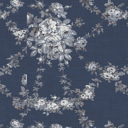 Waverly Inspirations 45" 100% Cotton Floral Sewing & Craft Fabric By the Yard, Navy